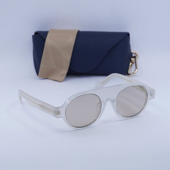 Final Price! Loewe LW40020F 21E White/Brown Sunglasses - Picture 1 of 9